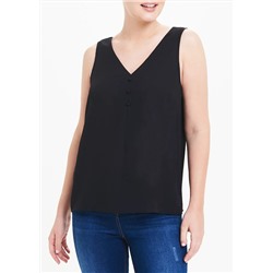Black Button Detail Vest Top