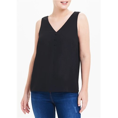 Black Button Detail Vest Top