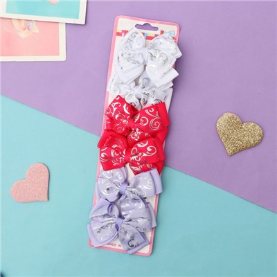 Зажим для волос «Бантик», вензеля серебро, 6 см