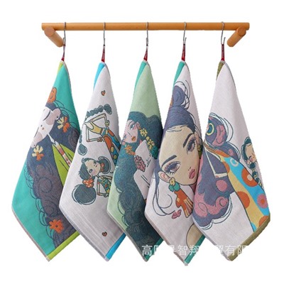 Gauze cotton scarf, soft wet wipes for face washing, children's towel, Chinese style