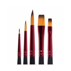 Кисти BRAUBERG PREMIUM, набор 5шт. (синтетика, круглая №1,3,5, плоская №5,8), блистер, 201024
