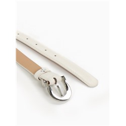 Ремень женский, 110×2.3 см, пряжка металл, серебристая, белый