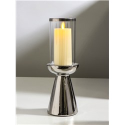 Подсвечник на 1 свечу «Гладь», керамика, стекло, d=8 см, серебро, 10×10×29.5 см