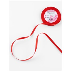 Лента атласная, с серебряным люрексом, 6 мм, 23±1 м, красная №026