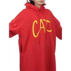 2247 RED Толстовка-платье женская (85% хлопок, 10% полиэстер, 5% спандекс)