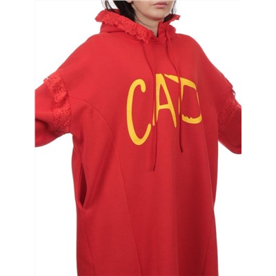 2247 RED Толстовка-платье женская (85% хлопок, 10% полиэстер, 5% спандекс)