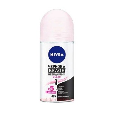 Nivea Дезодорант-антиперспирант Невидимая защита для черного и белого Clear Шариковый 50 мл