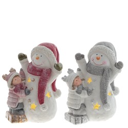 GAEM Фигурка декоративная "Снеговик и девочка" (подсветка, 3хААА, н/п), L30 W20 H37 см, 2в.