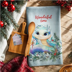 Набор новогодний подарочный "Этель" "Wonderful time": полотенце 40х70 см., ложка кухонная, доска кухонная
