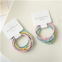 Набор пастельных резинок для волос 5 шт. со Звездочками или Сердечками