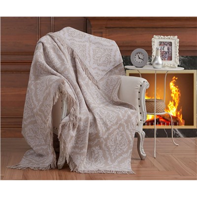 Накидка на Диван 170x220 см. 100% Хлопок Keten Damask Bej
