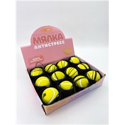 Мялка - антистресс на резинке «Tennis ball», шоу-бокс 12 шт.