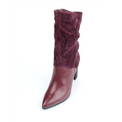 02-YF190-051M DK. RED Сапоги зимние женские (натуральная замша, байка, натуральный мех)