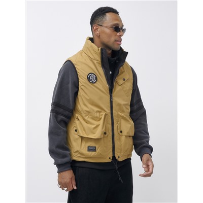Жилет мужской утепленный спортивный горчичного цвета 15323G