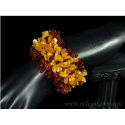 Браслет янтарный плетение молочно-медовый, коньячный