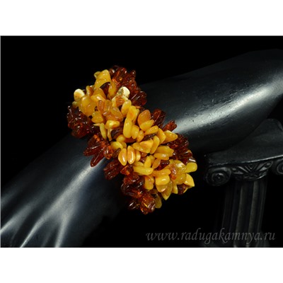 Браслет янтарный плетение молочно-медовый, коньячный