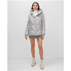 Куртка зимняя женская из овчина стильная и модная серого цвета 7348Sr