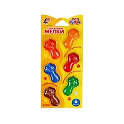Мелки восковые 6 цветов, Луч «Кроха.Лапки», фигурные
