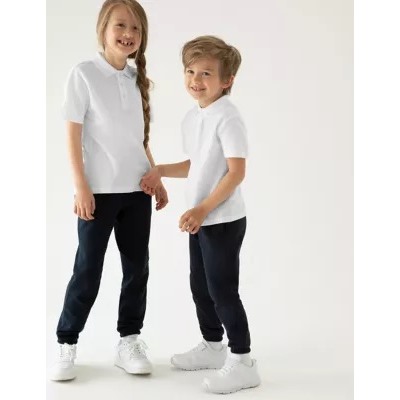 5pk Unisex Pure Cotton School Polo Shirts (2-18 Yrs)