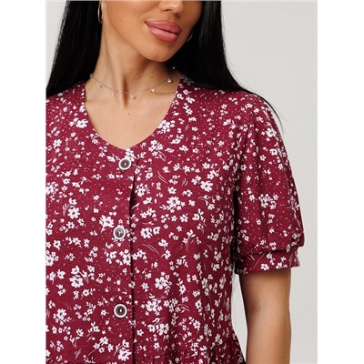 Женский халат Х-153(К) / Бордовый (цветы)