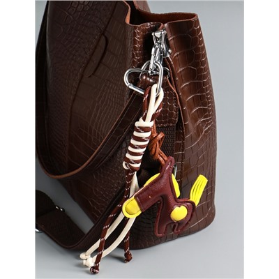 Брелок для ключей на карабине кожзам, текстиль «Лошадка с сердечком», с узлом, на сумку, рюкзак, 26×10×1.5 см