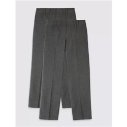 2pk Girls' Easy Dressing Slim Leg School Trousers (3-18 Yrs)