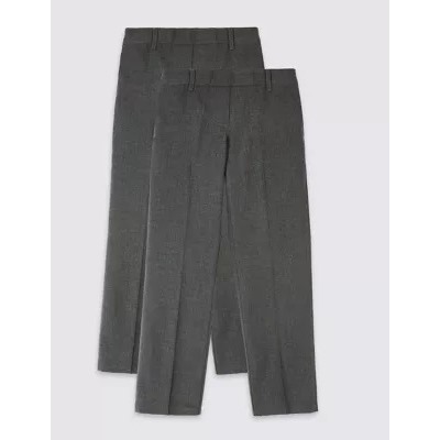 2pk Girls' Easy Dressing Slim Leg School Trousers (3-18 Yrs)