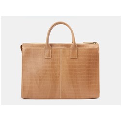Бежевый кожаный мужской портфель из натуральной кожи «PF0023 Beige Croco»