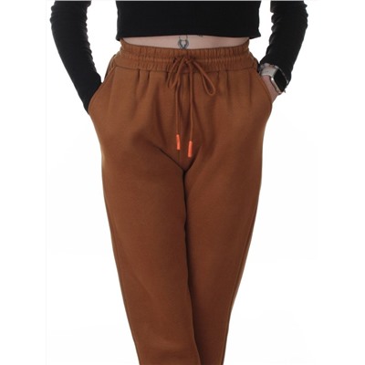 2528-K BROWN Брюки спортивные утепленные женские (85% хлопок, 10% полиэстер, 5% спандекс)