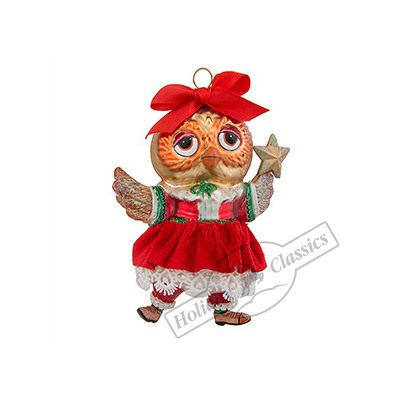 Сова "Мисс в красном" (стекло) 8х5,5х10 см