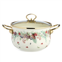 КАСТРЮЛЯ ЭМАЛИРОВАННАЯ AGNESS СО СТЕКЛЯННОЙ КРЫШКОЙ СЕРИЯ "CELEBRATION", 3.6 Л, 22*13 СМ