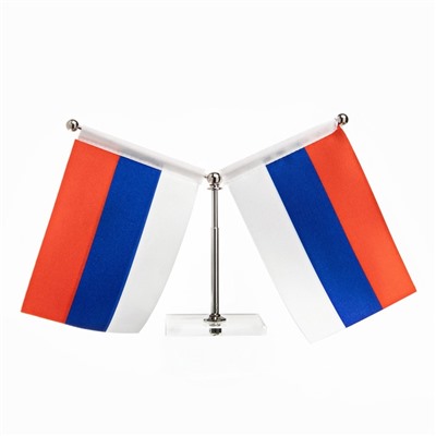Флаг России настольный, на подставке, с двумя флажками 8×11 см, 16.5×12 см