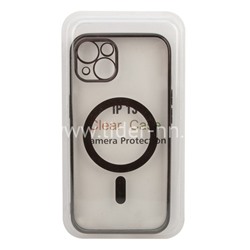 Задняя панель для  iPhone 13 6.1"  Силикон с MagSafe (блистер) прозрачная/чёрная