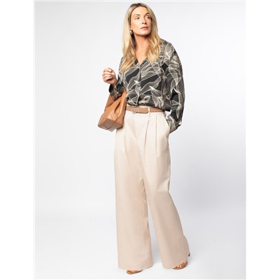 Брюки-палаццо из хлопка с защипами