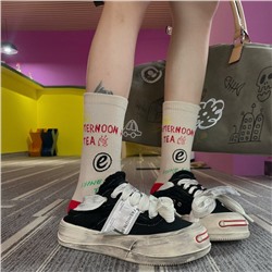 Genuine design cotton knee socks for men and women, mid-length, internet celebrity