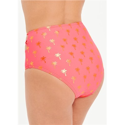 Metallic Palm Print High Waist Bikini Bottoms