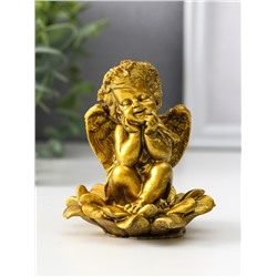 Фигурка гипс «Ангел на цветке», 8.5×7.5×7 см, золото