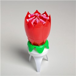 Свеча для торта музыкальная «Тюльпан», крутящаяся, красная, 14.5×6 см