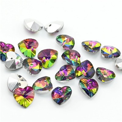 Бусина акриловая Сердце 10*10мм цв.розово-желтый