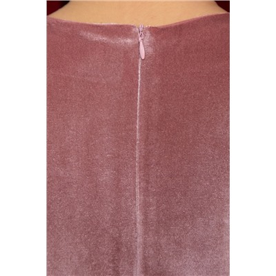 Платье из бархата Нежный цветок (пыльно-розовое) П14658-25М