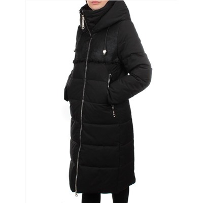 23-636 BLACK Пальто зимнее женское (холлоффайбер 150 гр., искусственная дубленка)