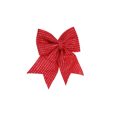 Ёлочные игрушки 2 шт. «Зимнее волшебство. Бантик плетёный» пластик, 15×12 см, красный