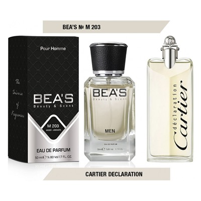 Beas M203 Cartier Declaration Men edp 50 ml, Парфюм мужской Beas M203 создан по мотивам аромата Cartier Declaration
