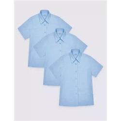 3pk Girls' Easy Iron School Shirts (2-16 Yrs)