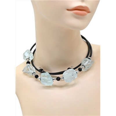 Колье на чокере Лёд 18*23мм с аквамарином, 90см