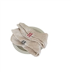 Retro Japanese woolen demi-season beige knee socks for men and women, mid-length