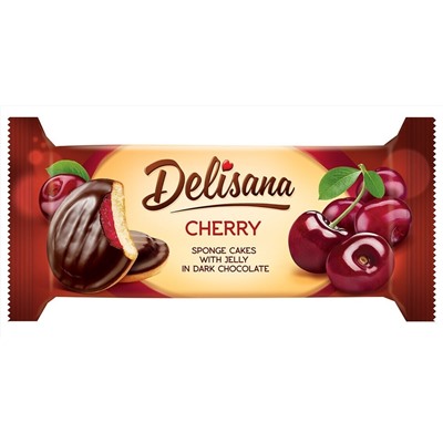 Печенье Delisana Jaffa с вишневым желе в какао глаз.135г.1/30