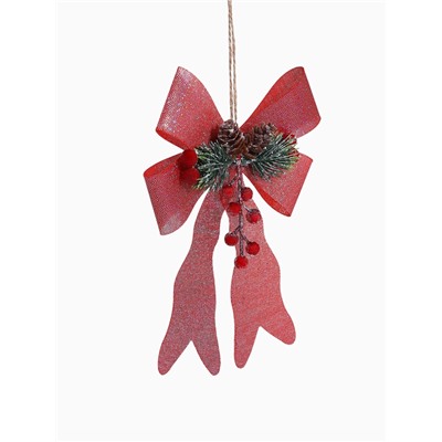 Ёлочные игрушки 2 шт. «Зимнее волшебство. Бант элит» пластик, 12×14 см, розовый