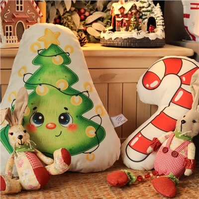 Новый год. Подушка Этель "Candy cane" 28х36 см, 100 п/э, велюр