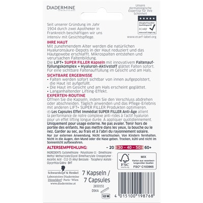 Diadermine Super Filler Kapseln Укрепляющие омолаживающие капсулы для шеи и лица 7 шт.